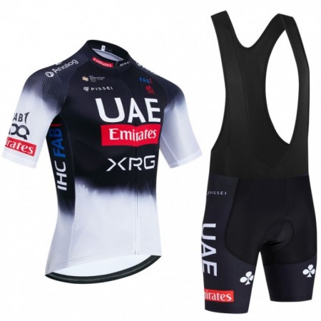 Completo Maglia + Pantaloncino con bretelle 2025 UAE TEAM EMIRATES Manica Corta Nero